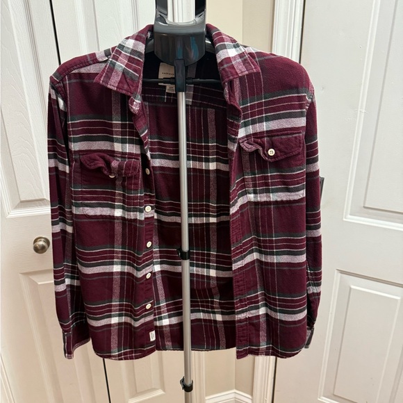 American Age Tops - American Eagle Burgundy and White Plaid Shirt